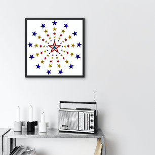 Muster der Patriotischen Sterne Klein Poster