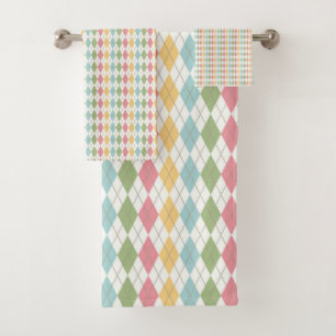 Muster der Raute Pastel Badhandtuch Set