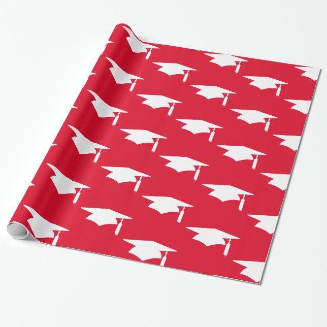 Muster der Red Graduation Caps - Abschluss Geschenkpapier (Ungerollt)