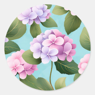 Muster der Retro Hydrangea-Blume Runder Aufkleber