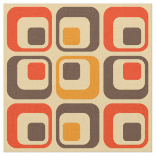 Muster der Retro-Quadrate - rot, braun und orange Stoff