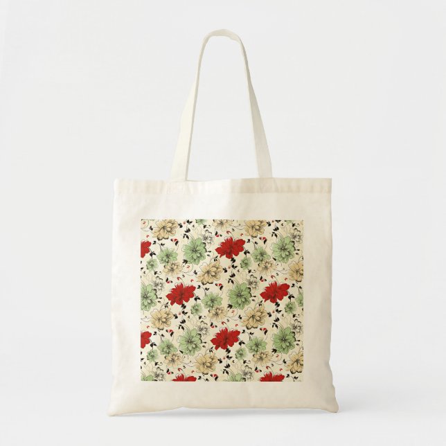 Muster der retroorientalischen Blume Tragetasche (Vorne)