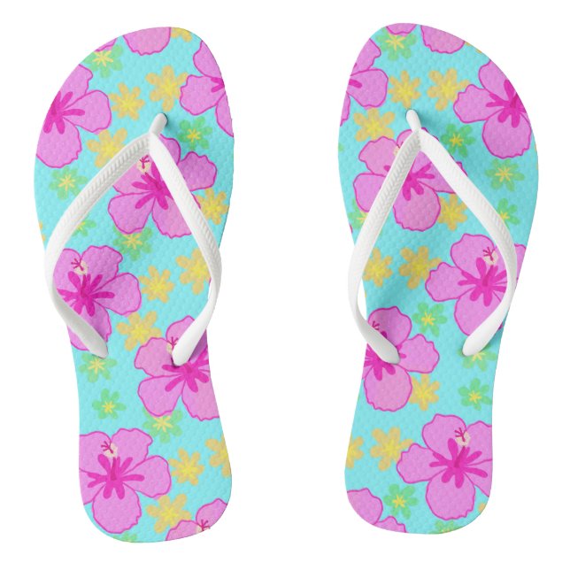 Muster der rosa Hibisken-Blume Flip Flops (Fußbett)