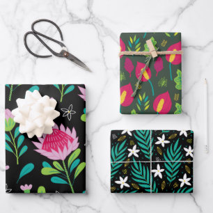 Muster der rosa Pflanze Geschenkpapier Set