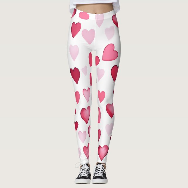 Muster der rosa roten Herzen Leggings (Vorderseite)