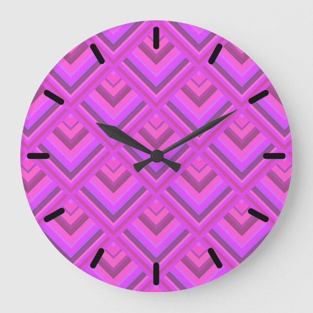 Muster der rosa Streifen Große Wanduhr (Vorderseite)