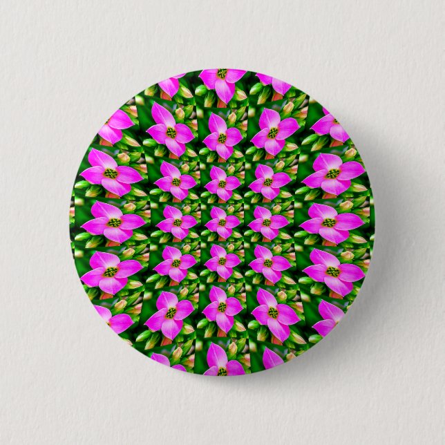 Muster der rosa tropischen Blume Button (Vorderseite)
