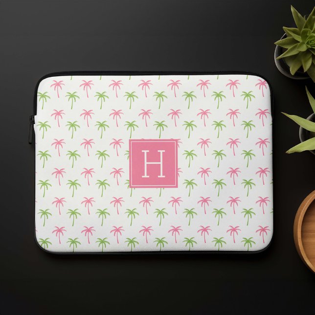 Muster der rosa und grünen Palmen Laptopschutzhülle (Von Creator hochgeladen)