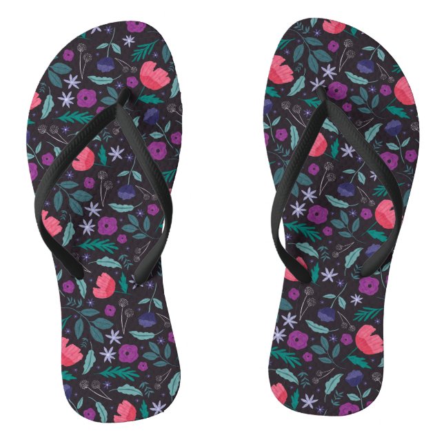 Muster der rosa und Lila Blütendarstellung Flip Flops (Fußbett)