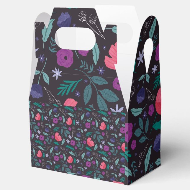 Muster der rosa und Lila Blütendarstellung Geschenkschachtel (Geöffnet)