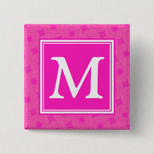Muster der rosafarbenen Monogramm-Kreise Button