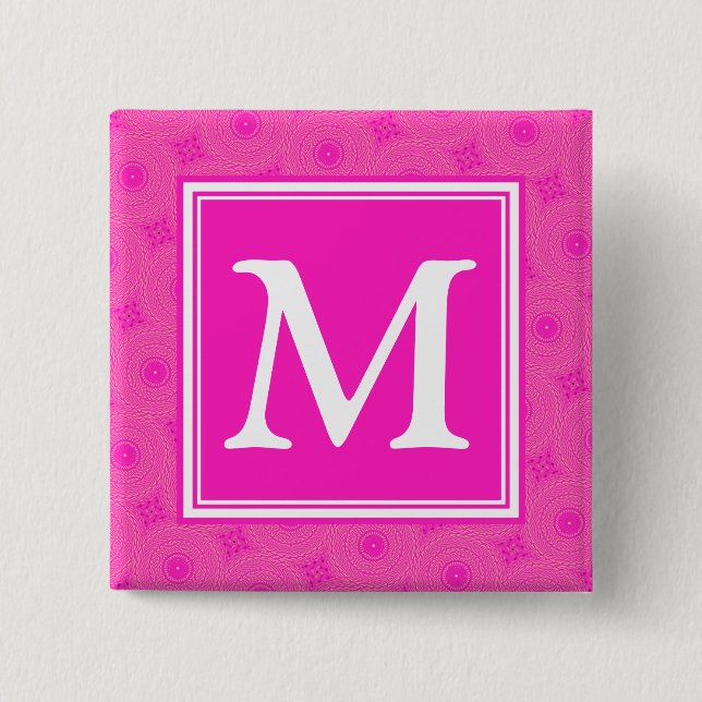 Muster der rosafarbenen Monogramm-Kreise Button (Vorderseite)