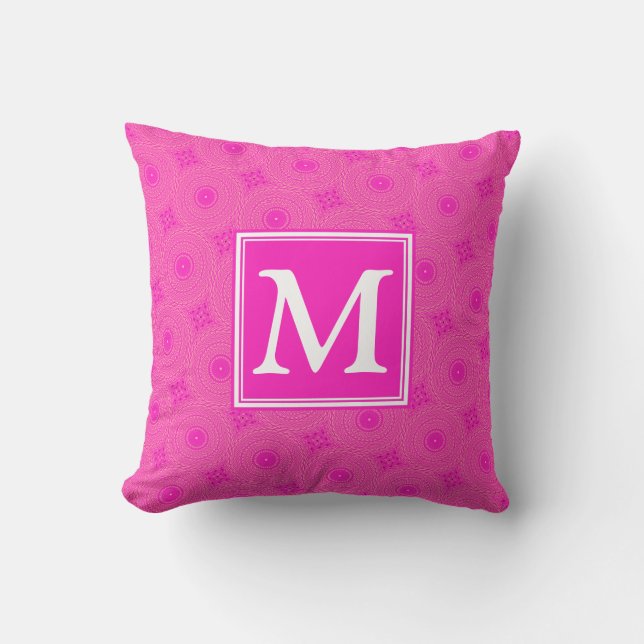 Muster der rosafarbenen Monogramm-Kreise Kissen (Vorderseite)