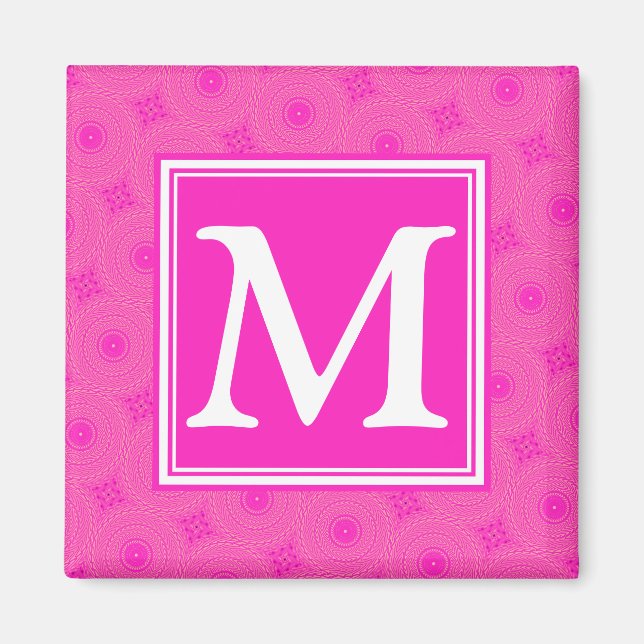 Muster der rosafarbenen Monogramm-Kreise Magnet (Vorne)