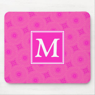 Muster der rosafarbenen Monogramm-Kreise Mousepad