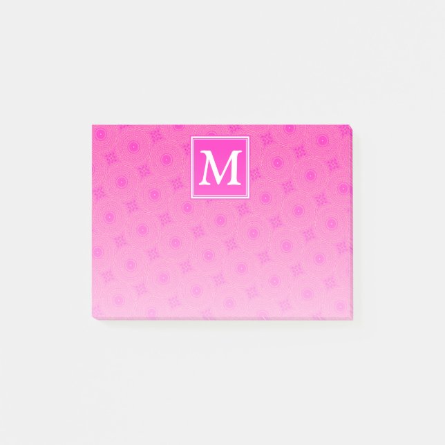Muster der rosafarbenen Monogramm-Kreise Post-it Klebezettel (Vorderseite)