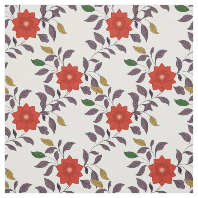 Muster der roten Blume | Chinoiserie Style Stoff (Muster)