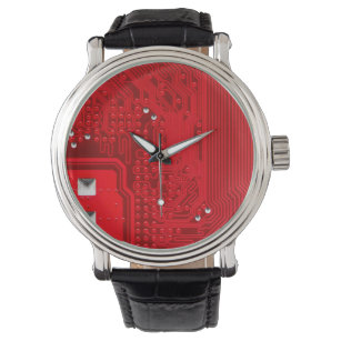Muster der roten elektronischen Schaltung Armbanduhr