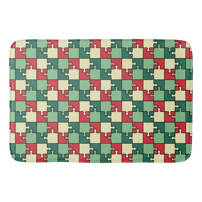 Muster der roten geometrischen Puzzleteile Badematte (Vorderseite)