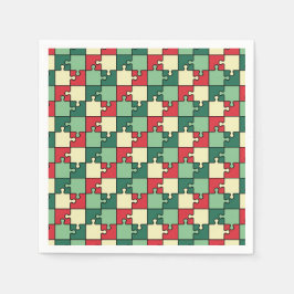 Muster der roten geometrischen Puzzleteile Serviette