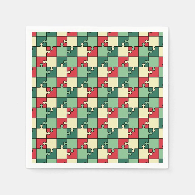 Muster der roten geometrischen Puzzleteile Serviette (Vorderseite)