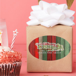 Muster der roten grünen Holzplanen Ovaler Aufkleber