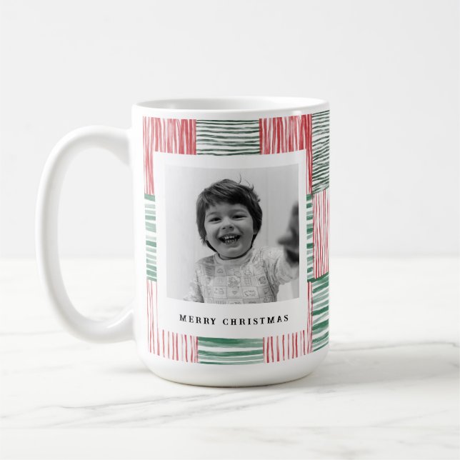 Muster der roten grünen Wasserfarben Muster 1 Foto Kaffeetasse (Links)