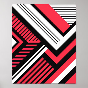 Muster der roten, schwarzen und weißen geometrisch poster