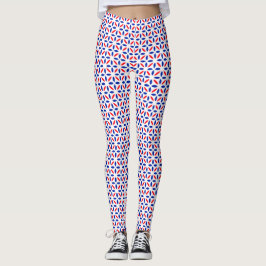 Muster der roten weißen und blauen Tile Leggings