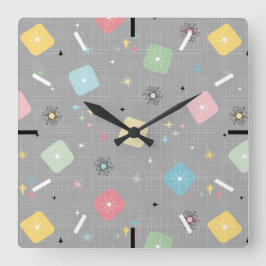 Muster der rückwärts gerichteten Atomsprengköpfe Quadratische Wanduhr