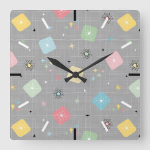 Muster der rückwärts gerichteten Atomsprengköpfe Quadratische Wanduhr