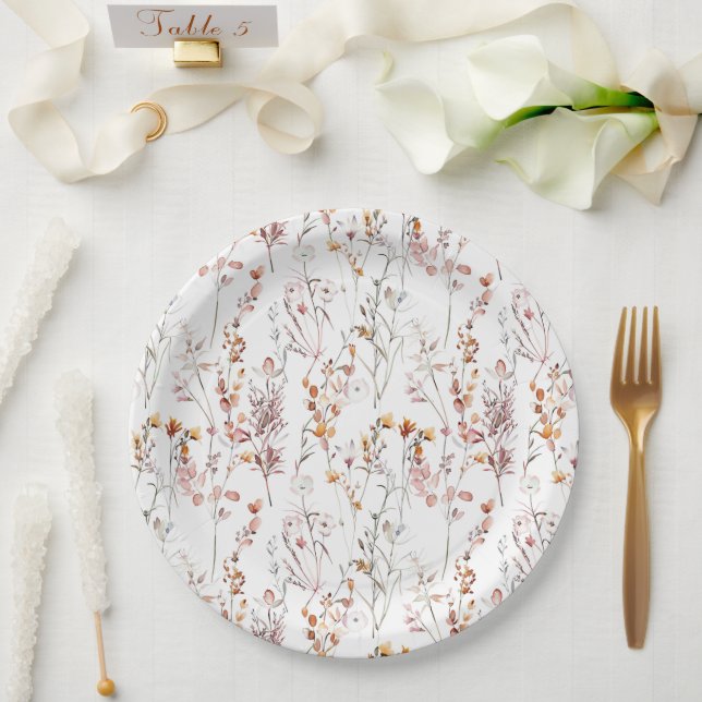 Muster der rustikalen Wildblume Pappteller (Hochzeit)