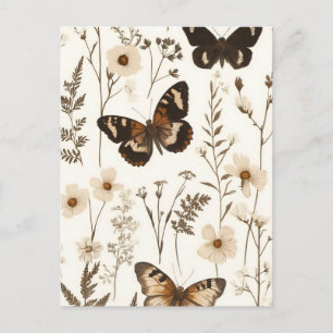 Muster der Schmetterlinge und Blume Postkarte