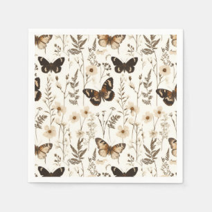 Muster der Schmetterlinge und Blume Serviette