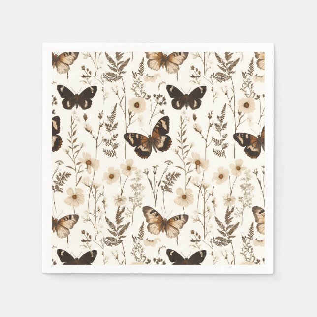 Muster der Schmetterlinge und Blume Serviette (Vorderseite)