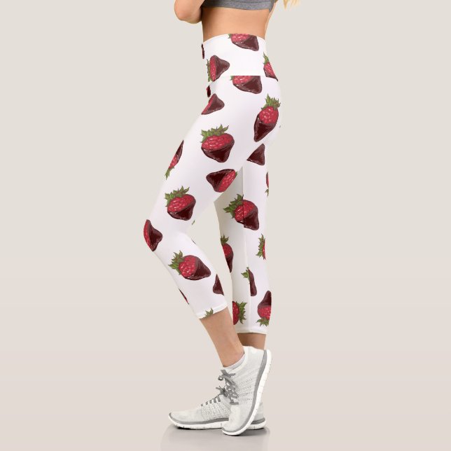 Muster der schokoladenbedeckten Erdbeeren Capri Leggings (Links)