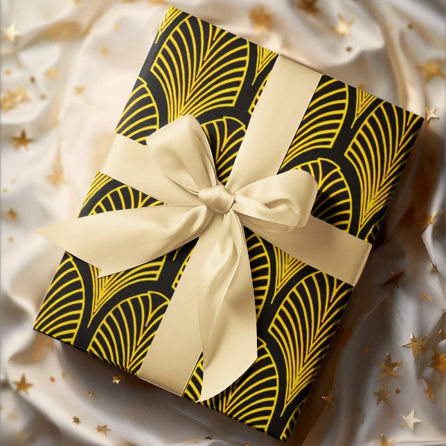 Muster der Schwarz-Gold-Art-Deco-Arches Geschenkpapier Set (Von Creator hochgeladen)