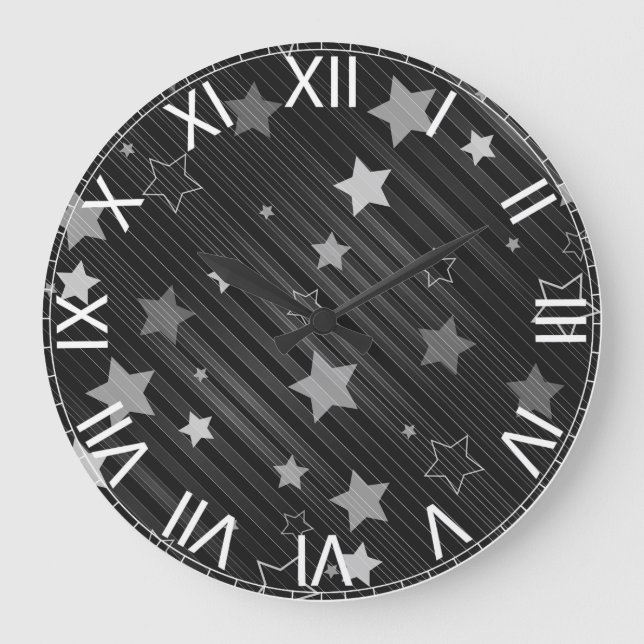 Muster der schwarzen Sterne Große Wanduhr (Vorderseite)