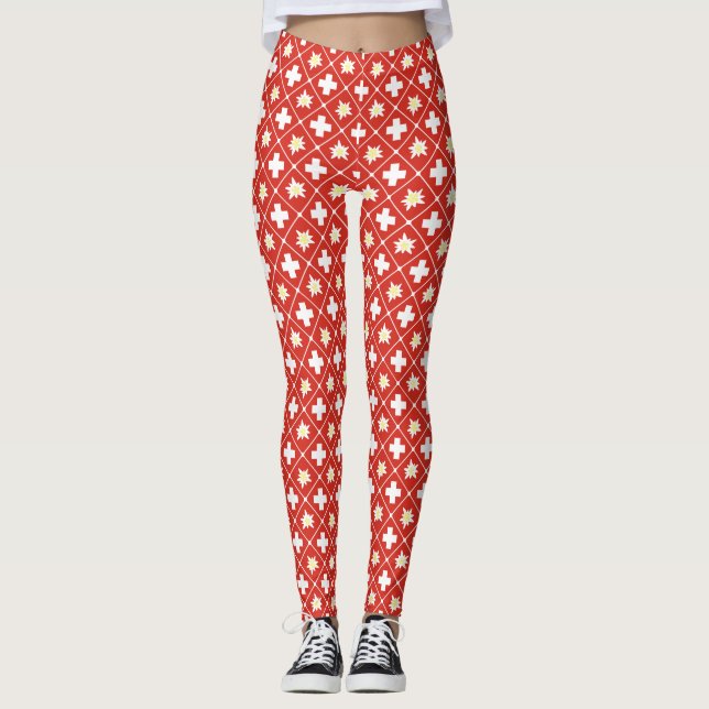 Muster der Schweiz Edelweiss Leggings (Vorderseite)