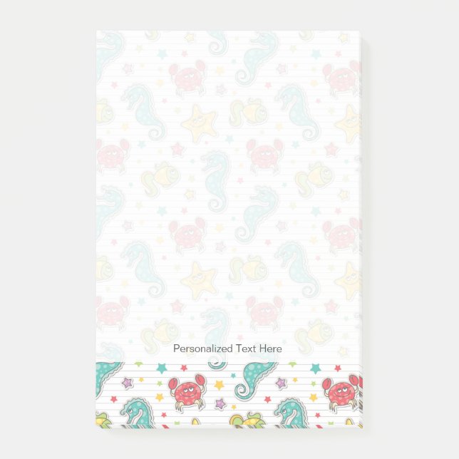 Muster der Seegeschöpfe Post-it Klebezettel (Vorderseite)