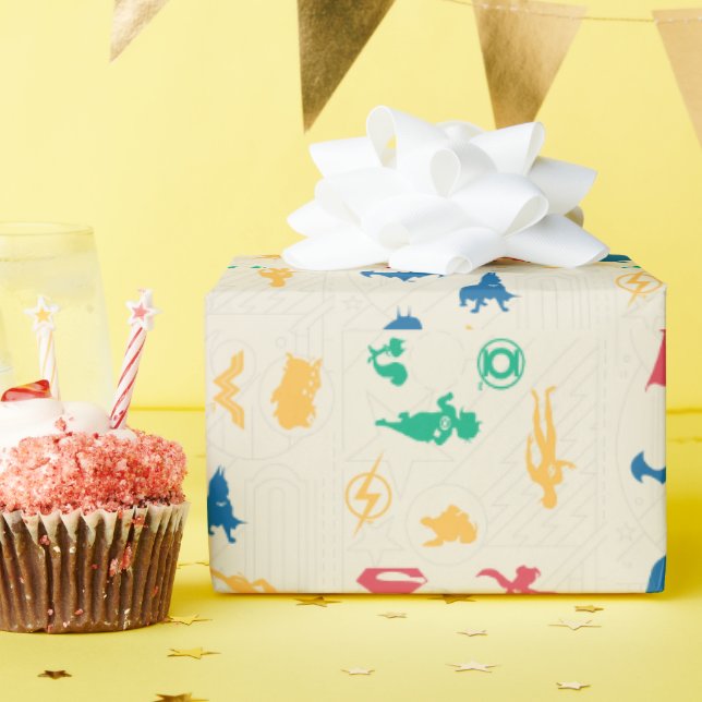 Muster der Silhouette für Super-Pets & Justice Lea Geschenkpapier (Geburtstagsparty)