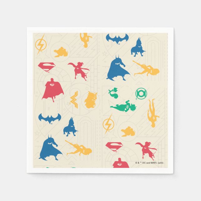 Muster der Silhouette für Super-Pets & Justice Lea Serviette (Vorderseite)