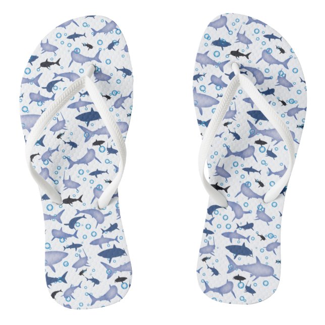 Muster der Silhouette Weiß und Blauer Hai Flip Flops (Fußbett)