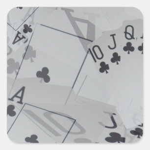 Muster der "Straight Club Flush Poker Cards", Quadratischer Aufkleber