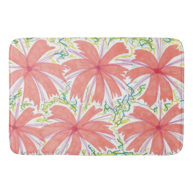 Muster der tropischen Blume Sunburst Bath Mat Badematte (Vorderseite)