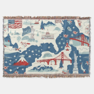 Muster der Vintagen amerikanischen Sehenswürdigkei Decke