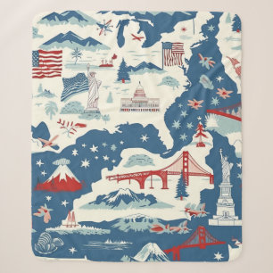 Muster der Vintagen amerikanischen Sehenswürdigkei Sherpadecke
