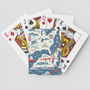 Muster der Vintagen amerikanischen Sehenswürdigkei Spielkarten