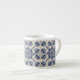 Muster der Vintagen blauen geometrischen Blume Espressotasse