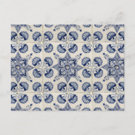 Muster der Vintagen blauen geometrischen Blume Feiertagspostkarte